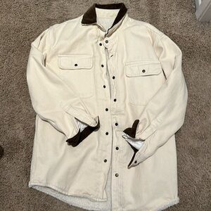 Brandy Melville Cream Denim Jacket with Brown Corduroy Collar J.Galt